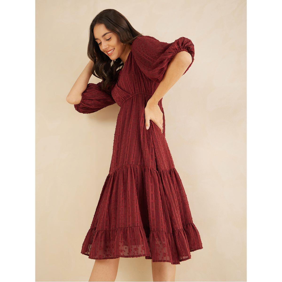 Femmella Dobby Lurex Wrap Front Tiered Midi Dress-women-clothing-dresses-image-6