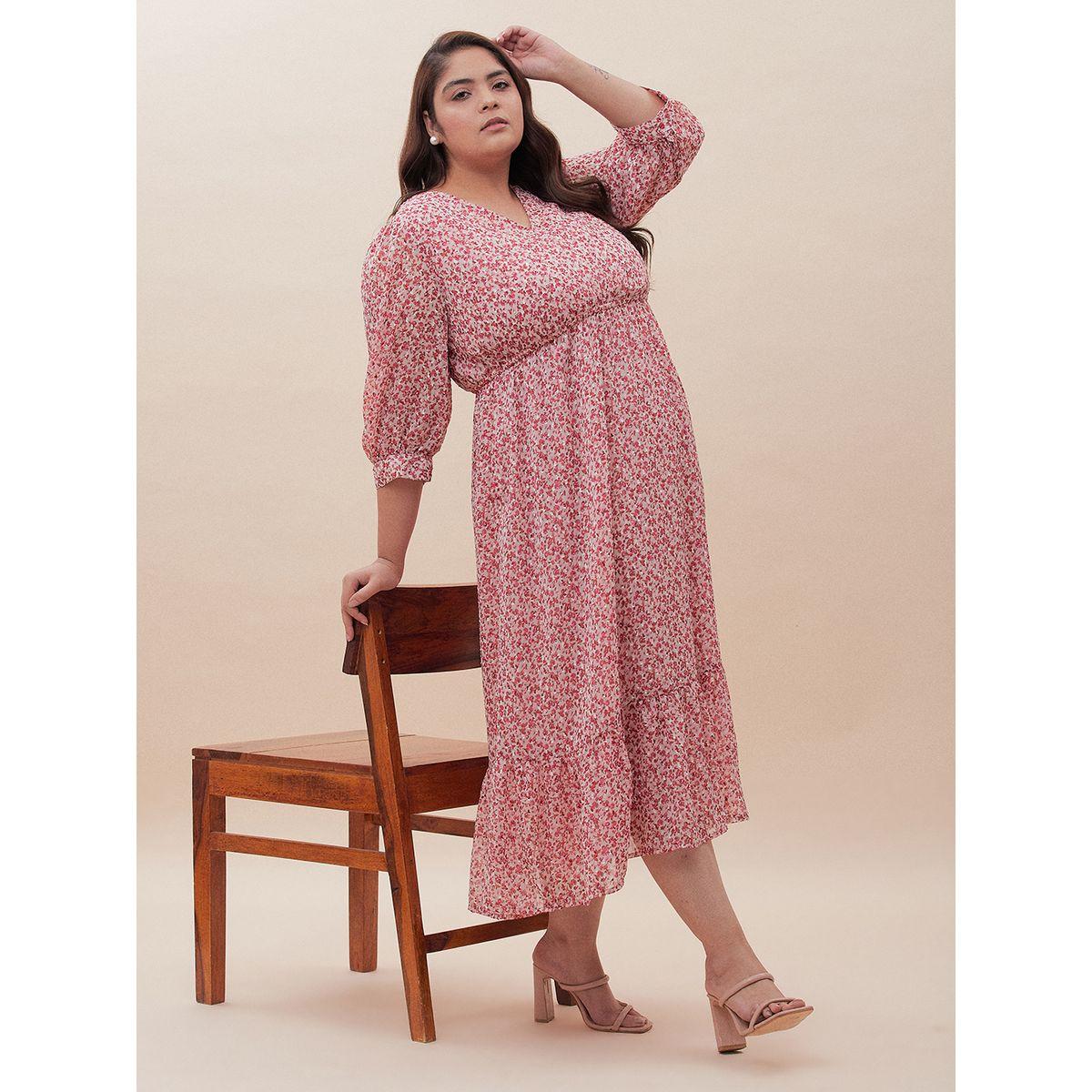 Femmella X Styli  Dobby Ditsy Print Tiered Midi Dress-women-clothing-dresses-image-1