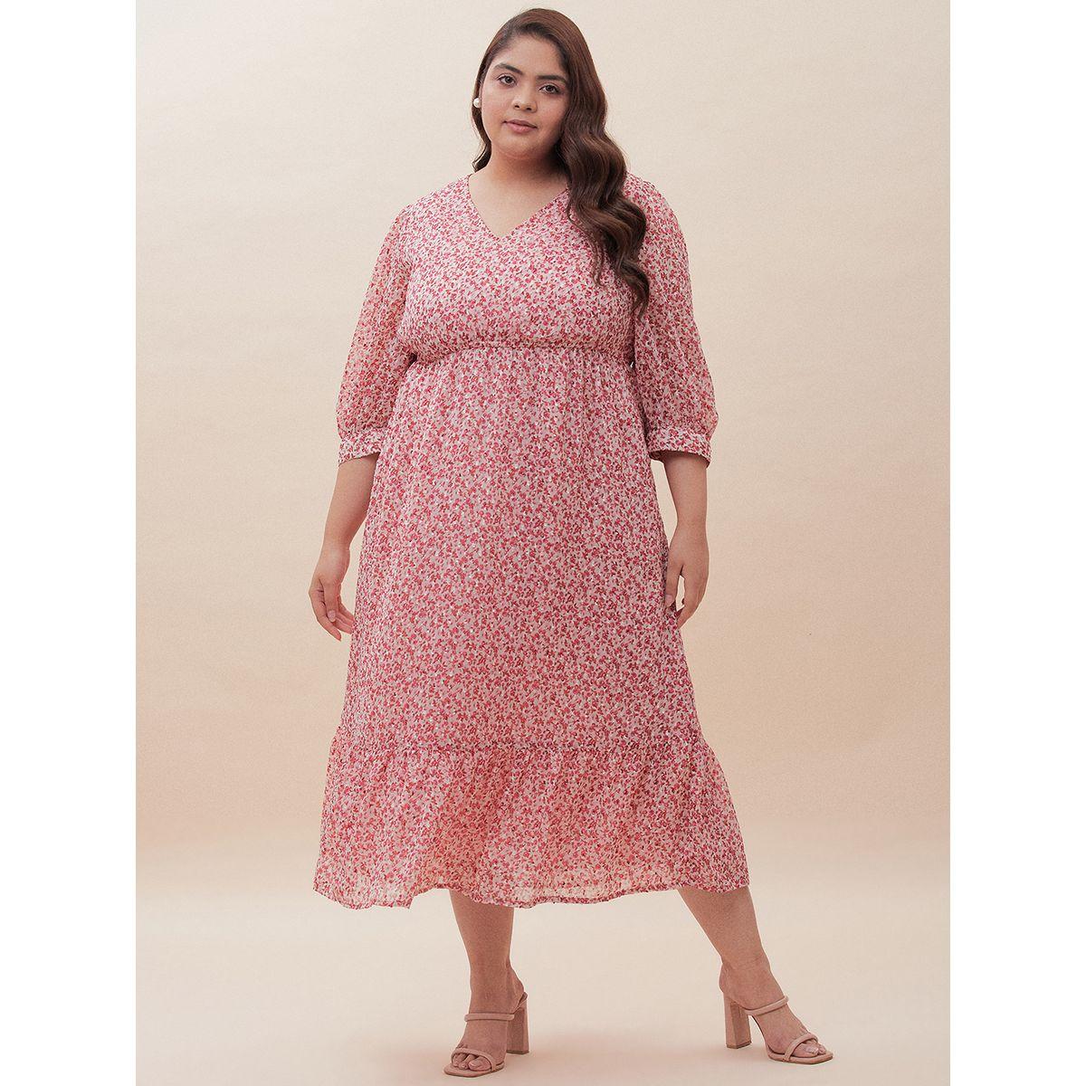 Femmella X Styli  Dobby Ditsy Print Tiered Midi Dress-women-clothing-dresses-image-5