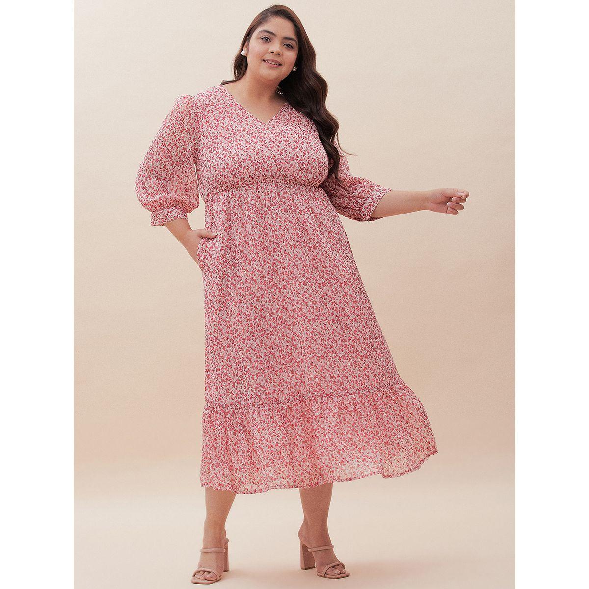 Femmella X Styli  Dobby Ditsy Print Tiered Midi Dress-women-clothing-dresses-image-6