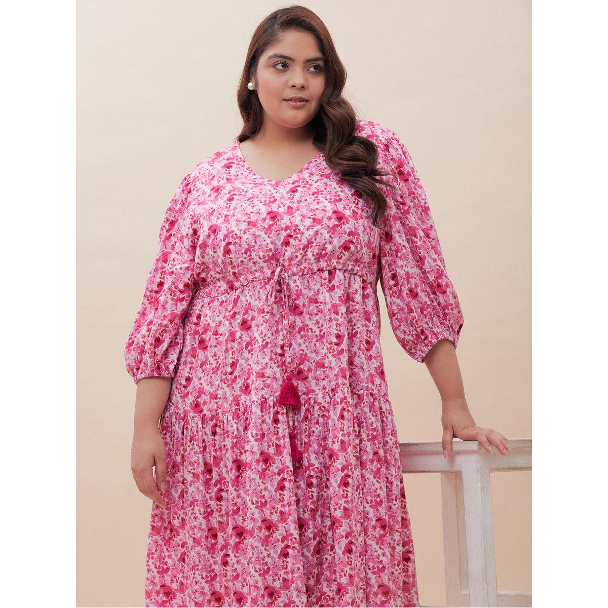 Femmella X Styli  Ditsy Floral Print Tiered Midi Dress-women-clothing-dresses-image-1
