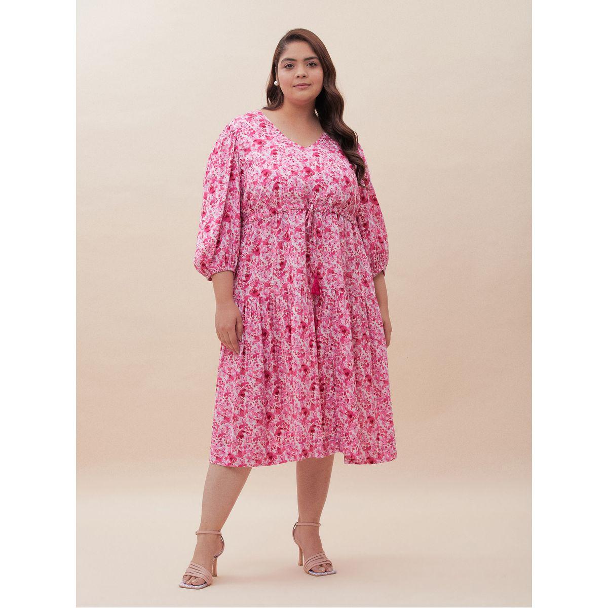 Femmella X Styli  Ditsy Floral Print Tiered Midi Dress-women-clothing-dresses-image-3