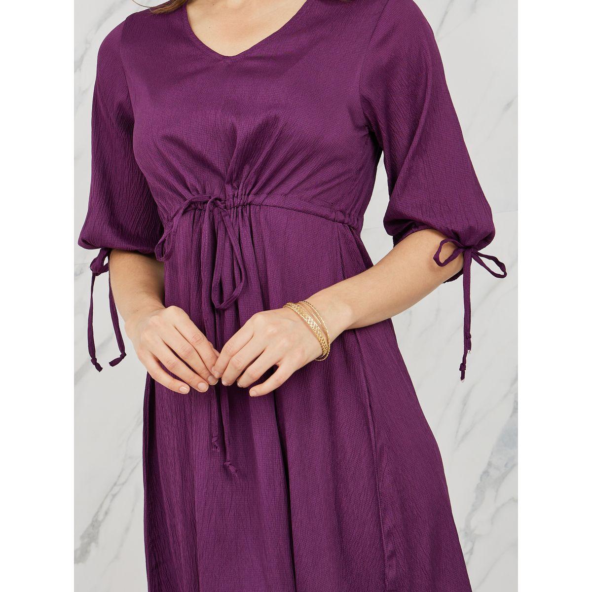 فستان ميدي بكسرات وخصر مطاطي-women-clothing-dresses-image-3