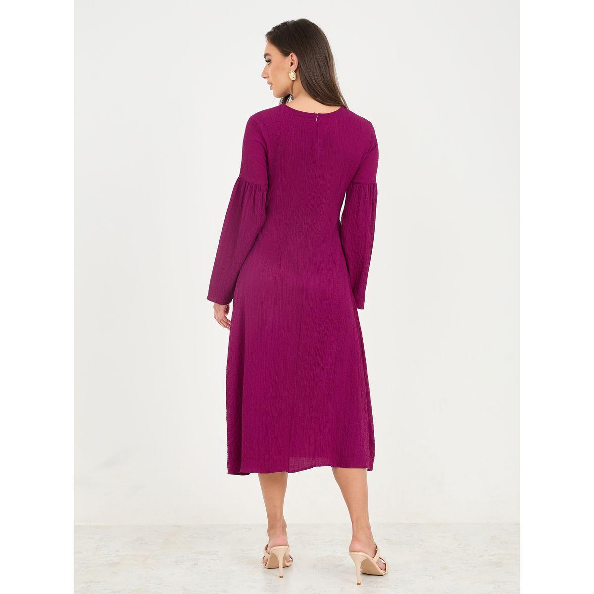 فستان ميدي بتفاصيل بارزة الملمس-women-clothing-dresses-image-4