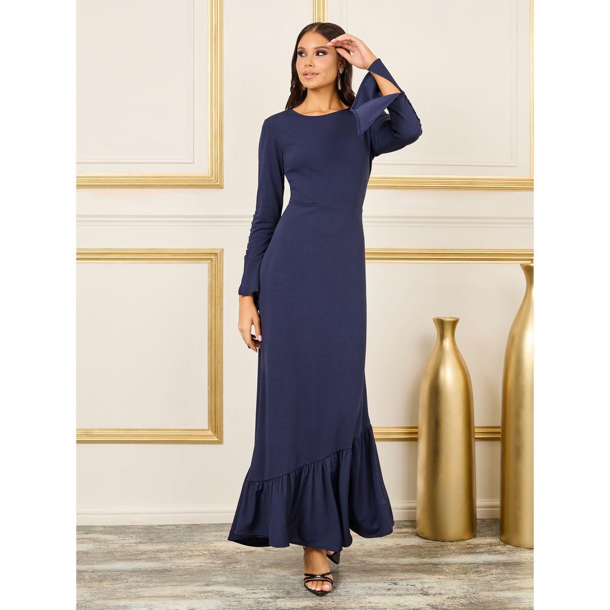 فستان طويل بتفاصيل كشكش-women-clothing-dresses-image-1