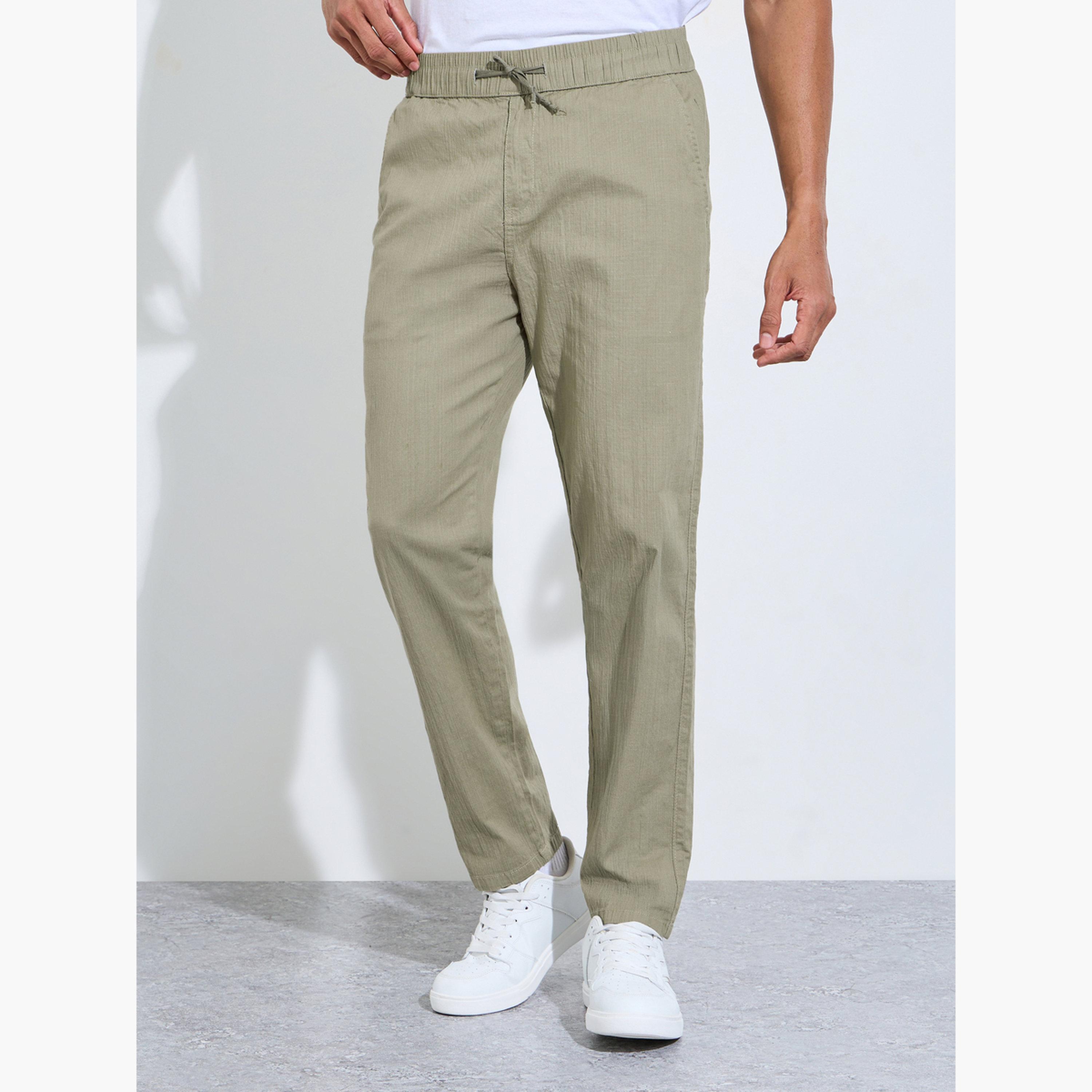 Styli Men Cotton Slub Solid Pants with Side Pocket-men-clothing-bottoms-joggers-image-1