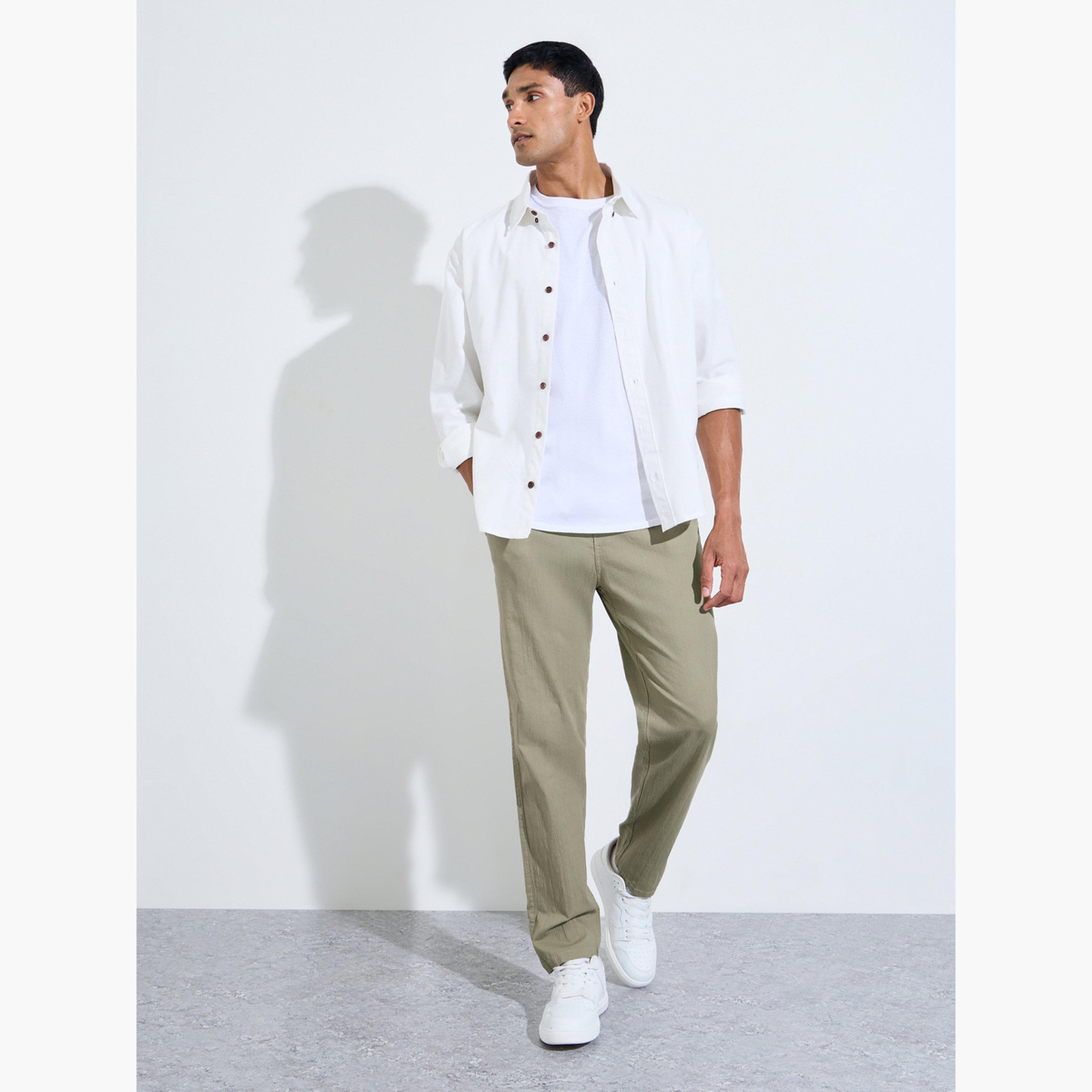 Styli Men Cotton Slub Solid Pants with Side Pocket-men-clothing-bottoms-joggers-image-2