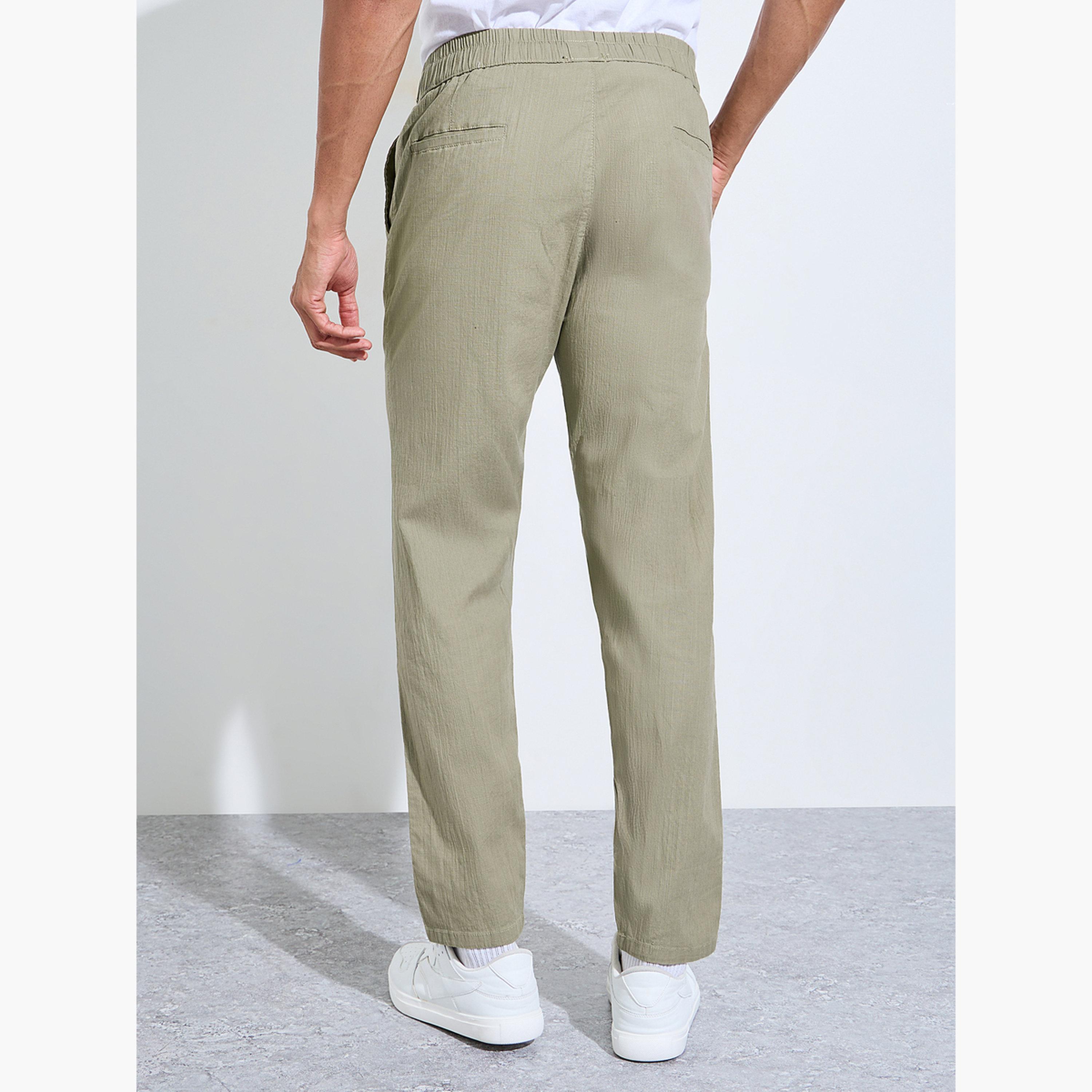 Styli Men Cotton Slub Solid Pants with Side Pocket-men-clothing-bottoms-joggers-image-4
