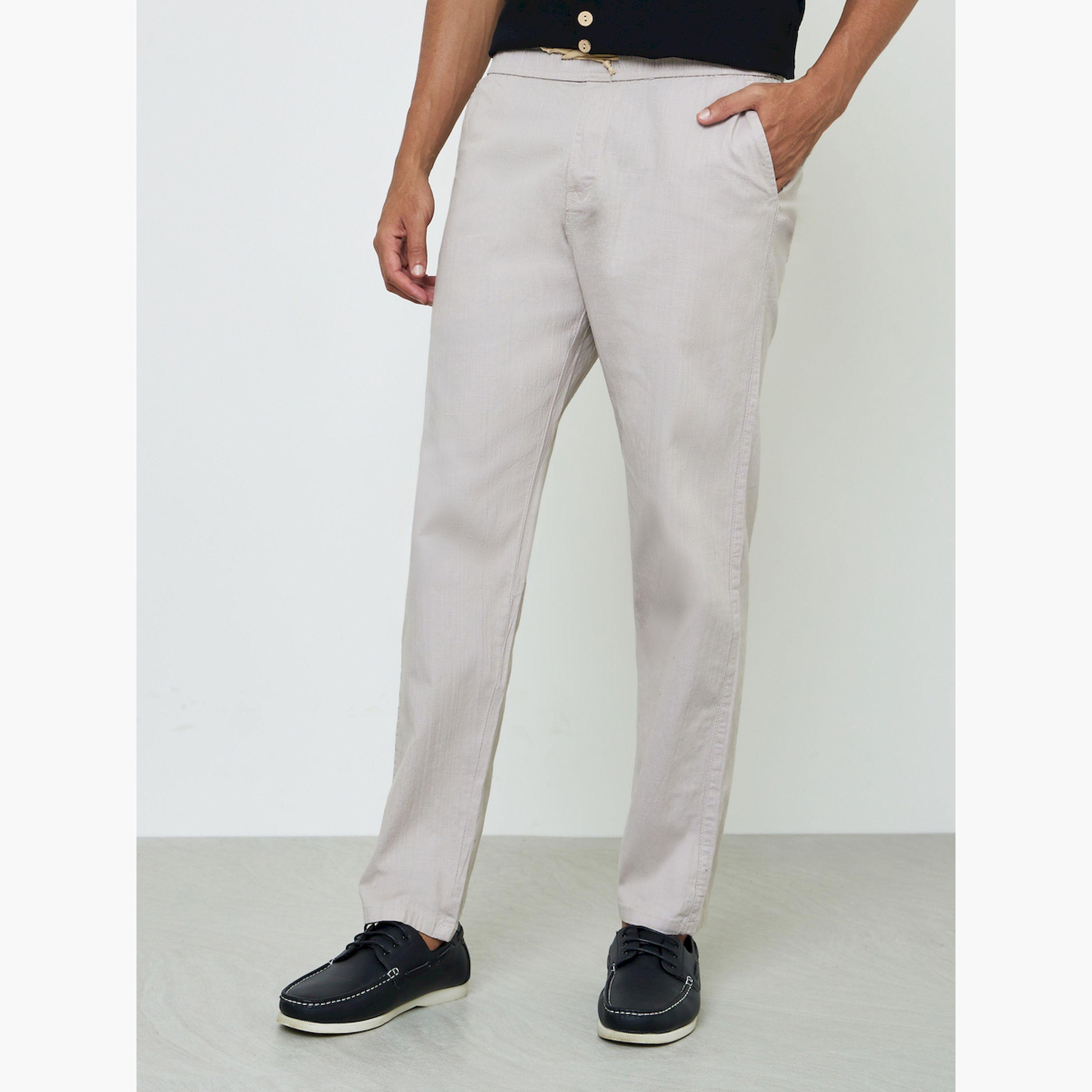 بنطال قطن سادة بجيوب جانبية للرجال-men-clothing-bottoms-joggers-image-1