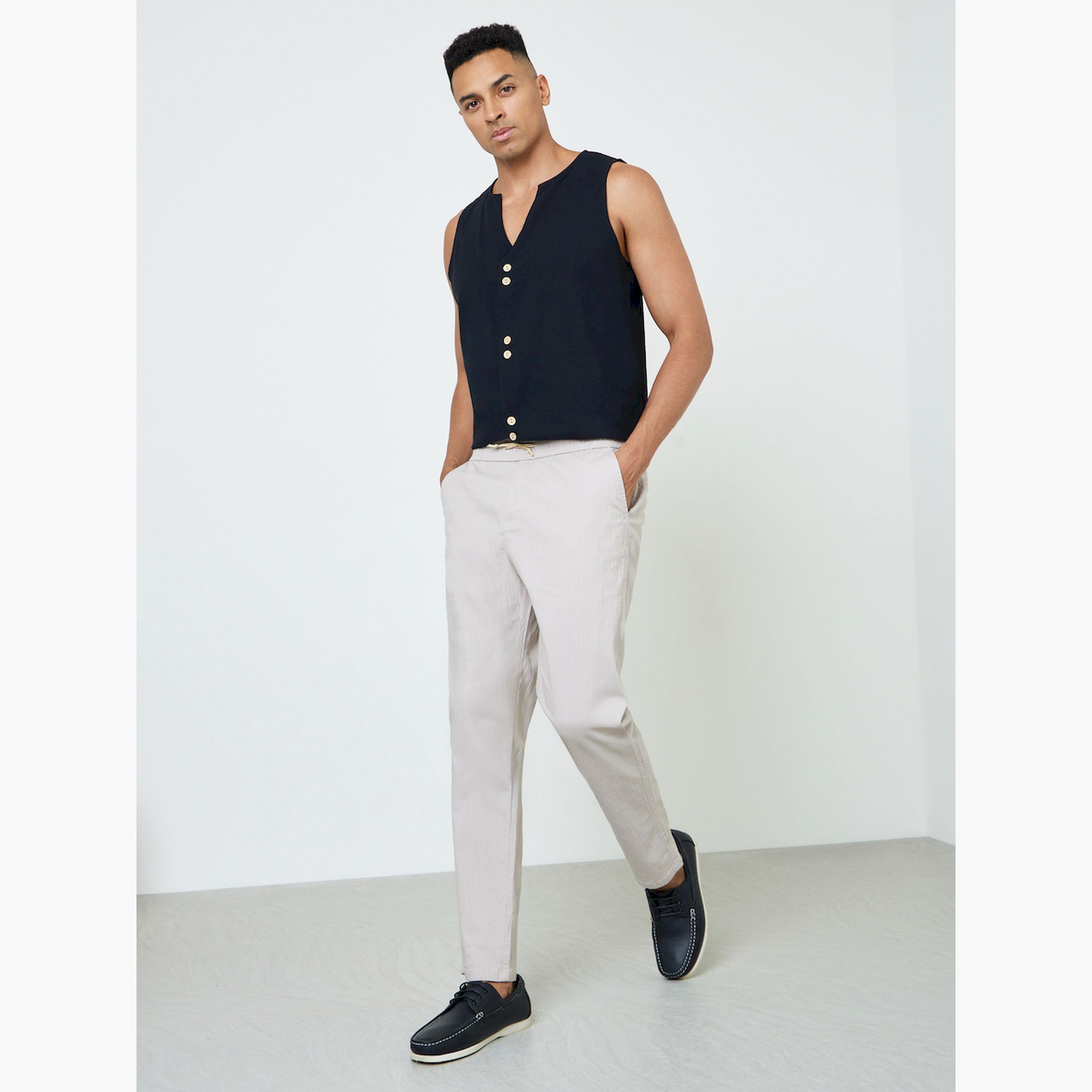 بنطال قطن سادة بجيوب جانبية للرجال-men-clothing-bottoms-joggers-image-2