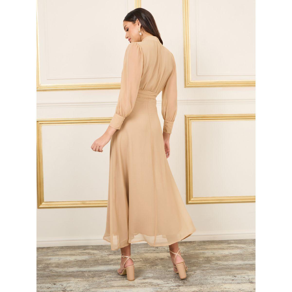 Styli Solid High Neck A-Line Maxi Dress-women-clothing-dresses-image-4