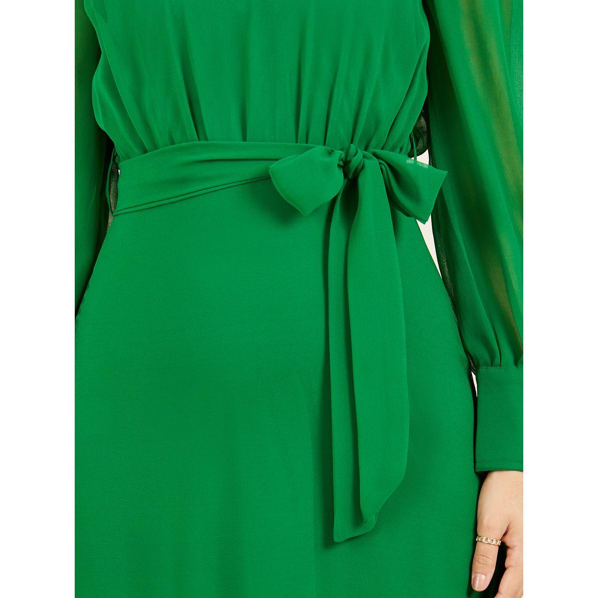 Styli Solid High Neck A-Line Maxi Dress-women-clothing-dresses-image-3