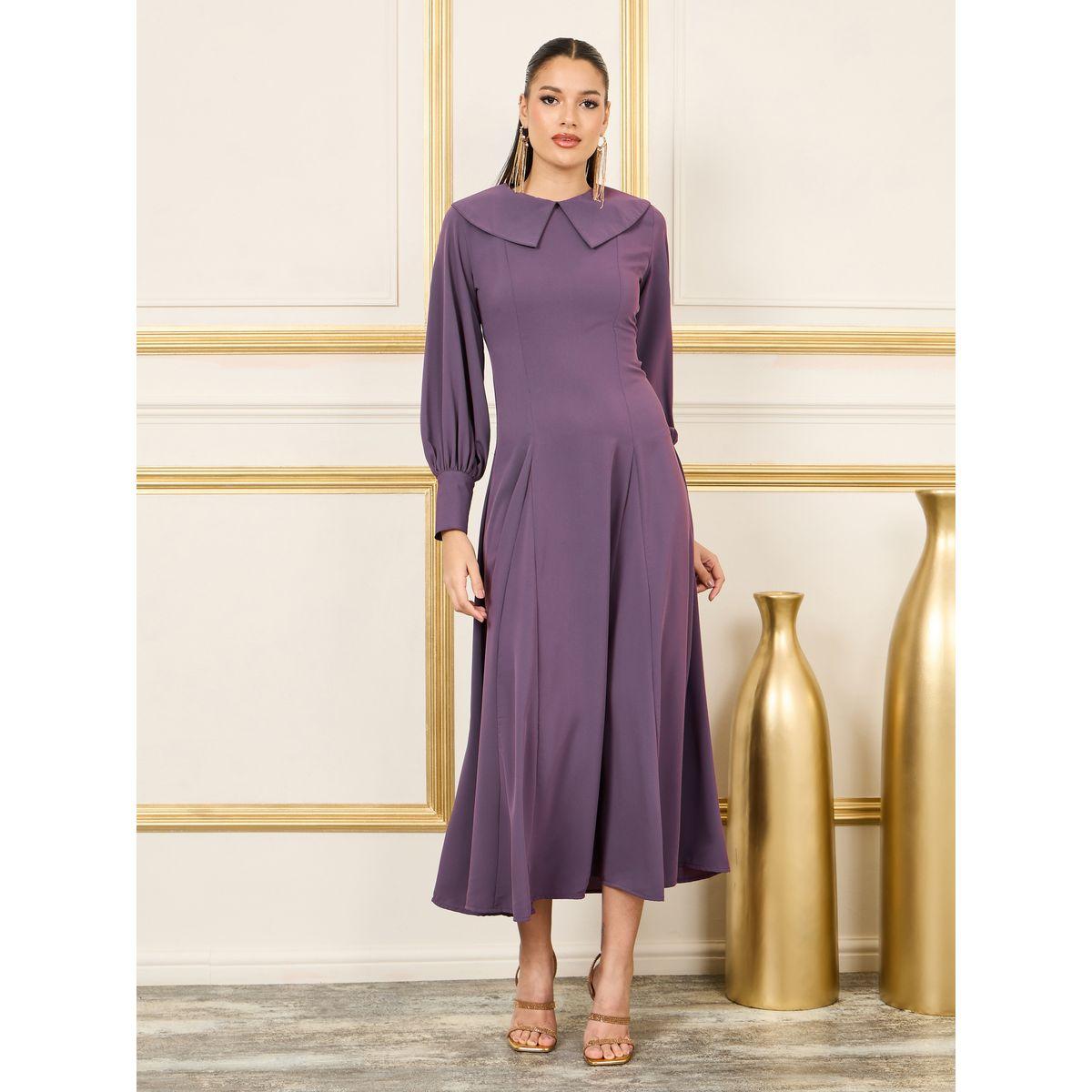 Styli Peter Pan Collar A-Line Maxi Dress-women-clothing-dresses-image-1