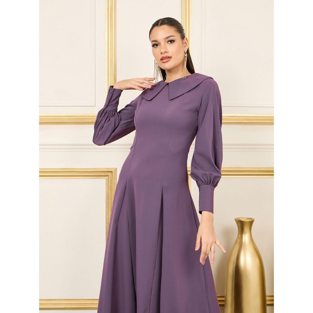 Styli Peter Pan Collar A-Line Maxi Dress-women-clothing-dresses-image-2
