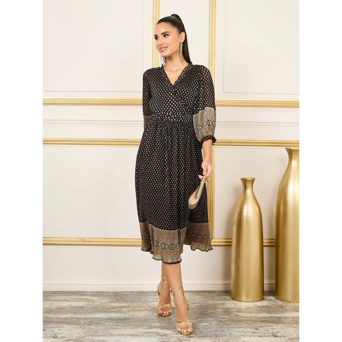 فستان ميدي مطبع بالكامل مع كسرات-women-clothing-dresses-image-1