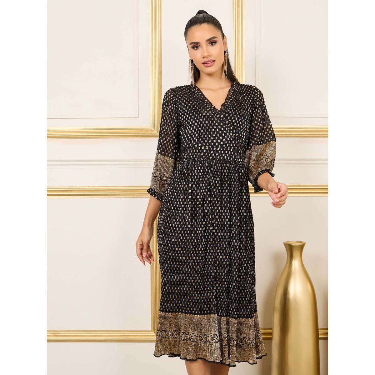فستان ميدي مطبع بالكامل مع كسرات-women-clothing-dresses-image-2