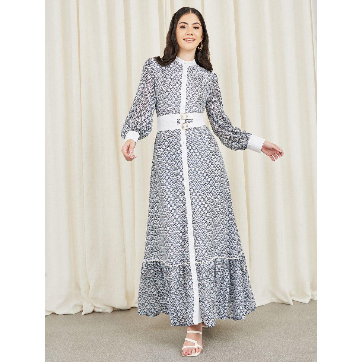 Styli Bohemian Print Buckle Detail A-Line Maxi Dress-women-clothing-dresses-image-1