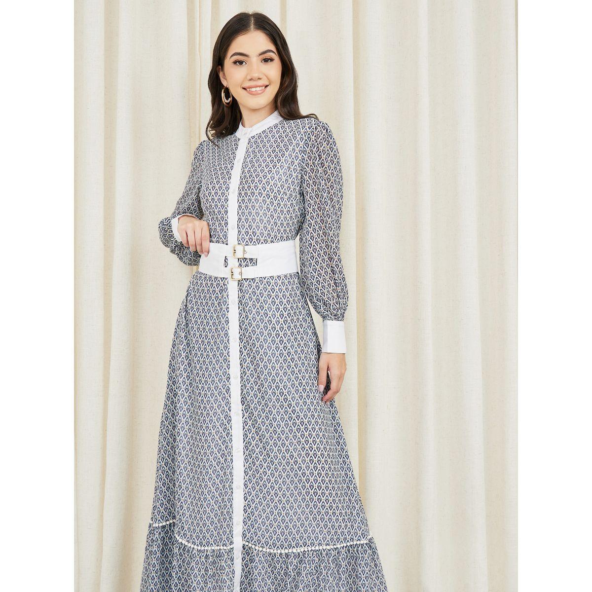 Styli Bohemian Print Buckle Detail A-Line Maxi Dress-women-clothing-dresses-image-2