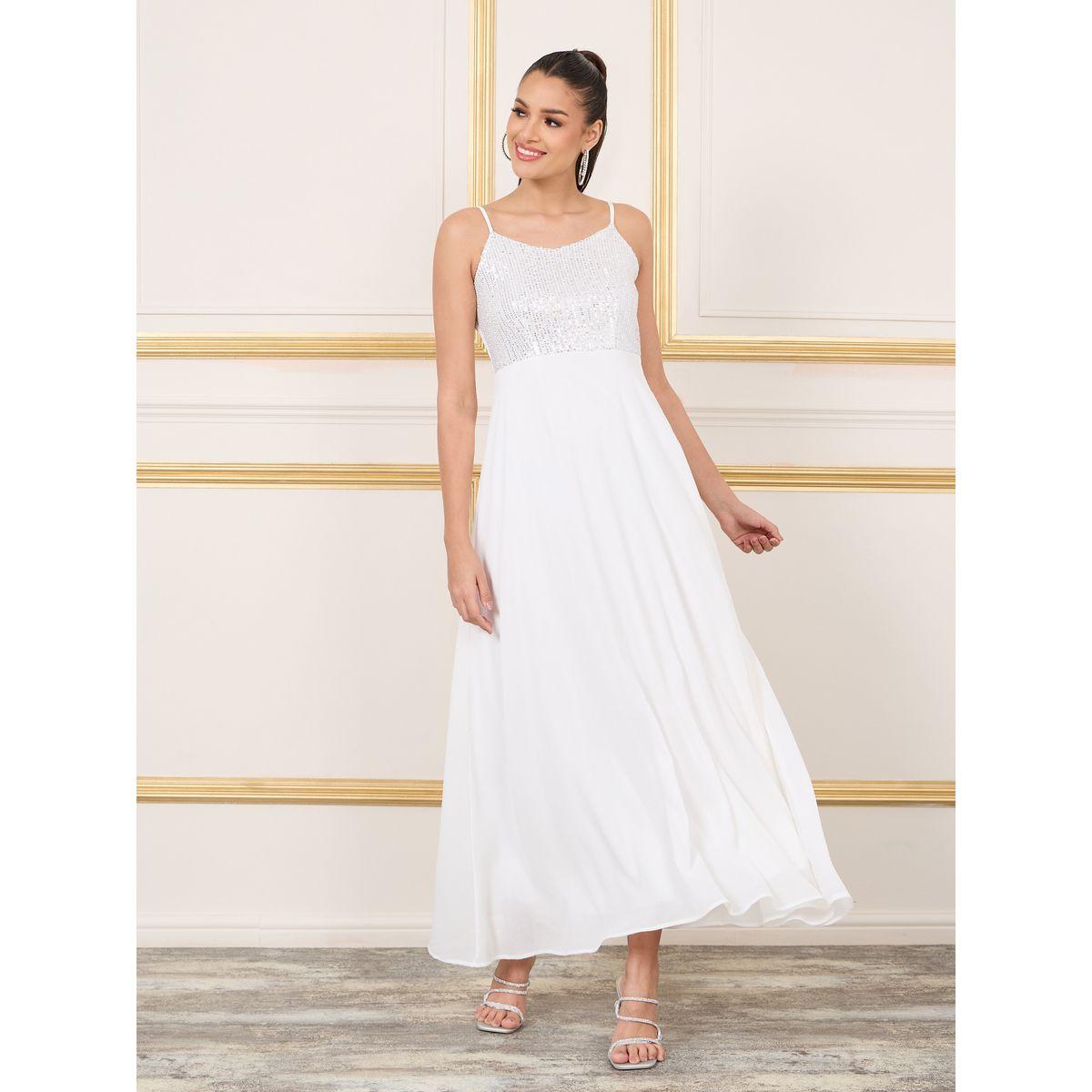 Styli Sequin Detail Strappy A-Line Dress with Removable Cape Sleeves-women-clothing-dresses-image-2