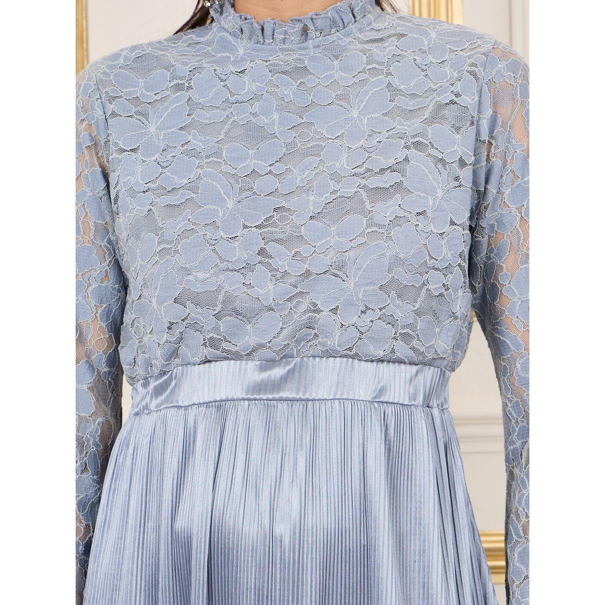 فستان ميدي ساتان بكسرات مع دانتيل-women-clothing-dresses-image-3