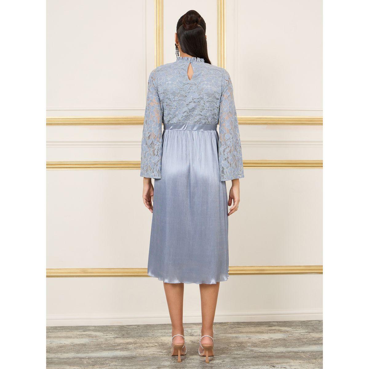 Styli Lace Detail Satin Pleated Hem A-Line Midi Dress-women-clothing-dresses-image-4