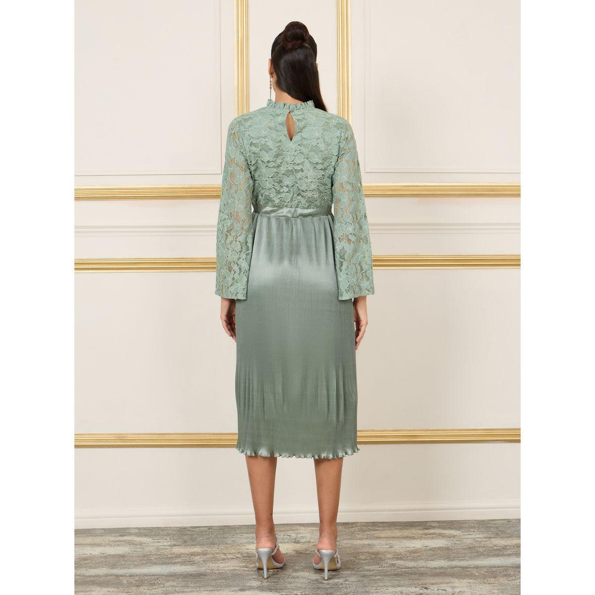 فستان ميدي ساتان بكسرات مع دانتيل-women-clothing-dresses-image-4
