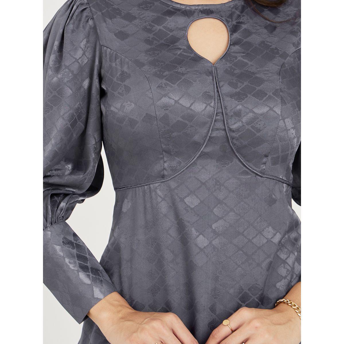 Styli Jacquard Keyhole Neck A-Line Midi Dress-women-clothing-dresses-image-3