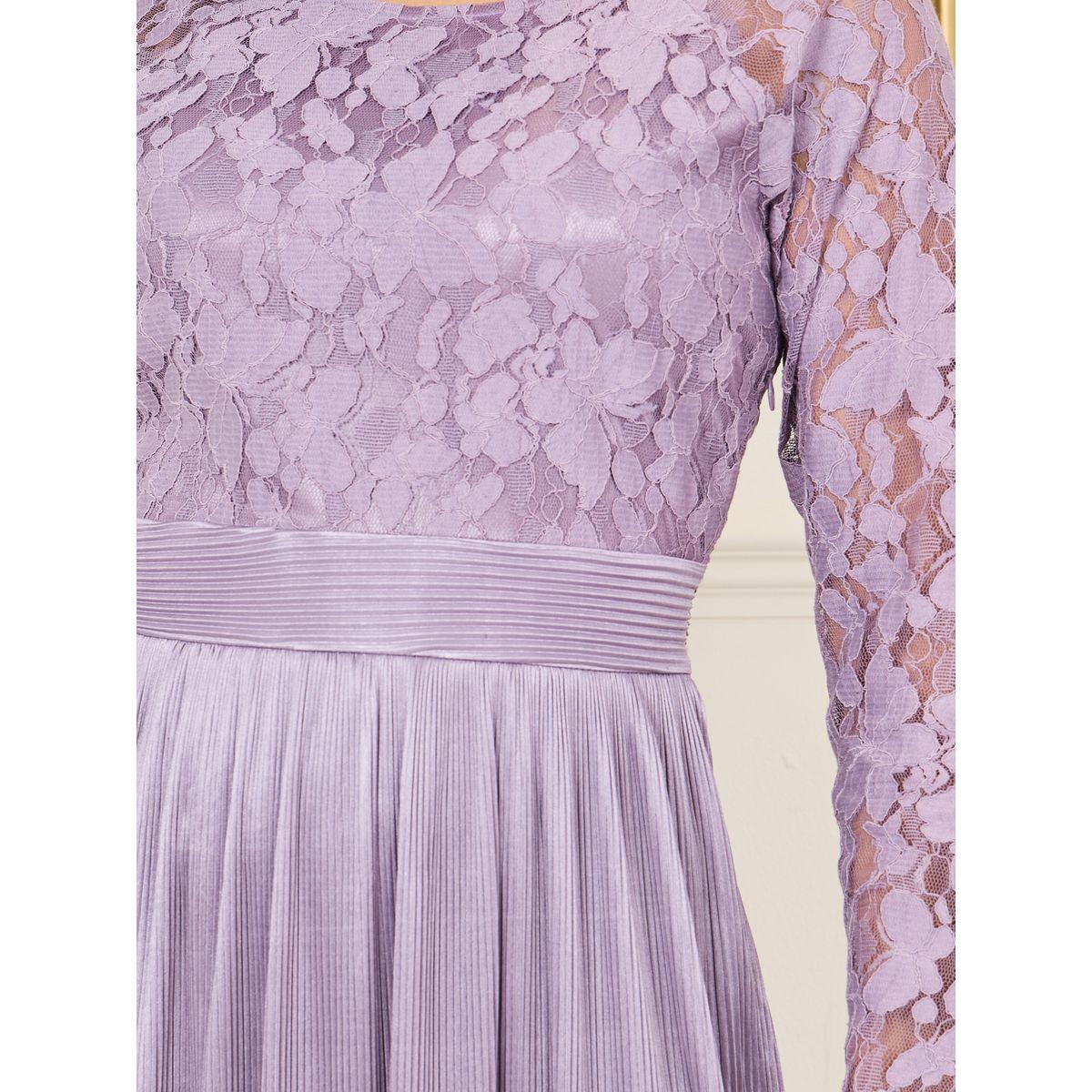 فستان ميدي بتفصيل ستيلي من الدانتيل من ساتان بليس A-line-women-clothing-dresses-image-3