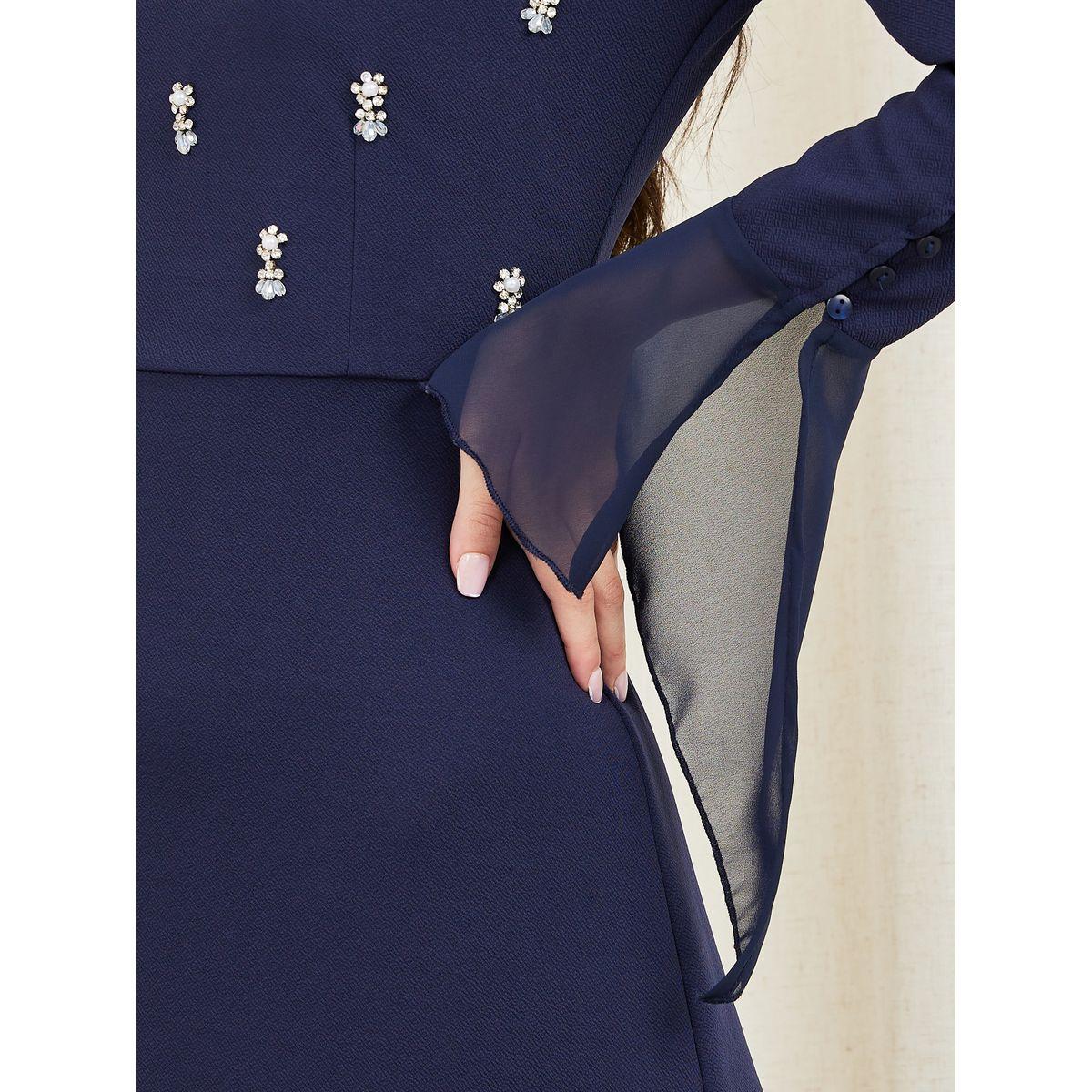 Styli Embellished Flute Sleeves Mermaid Midi Dress-women-clothing-dresses-image-3