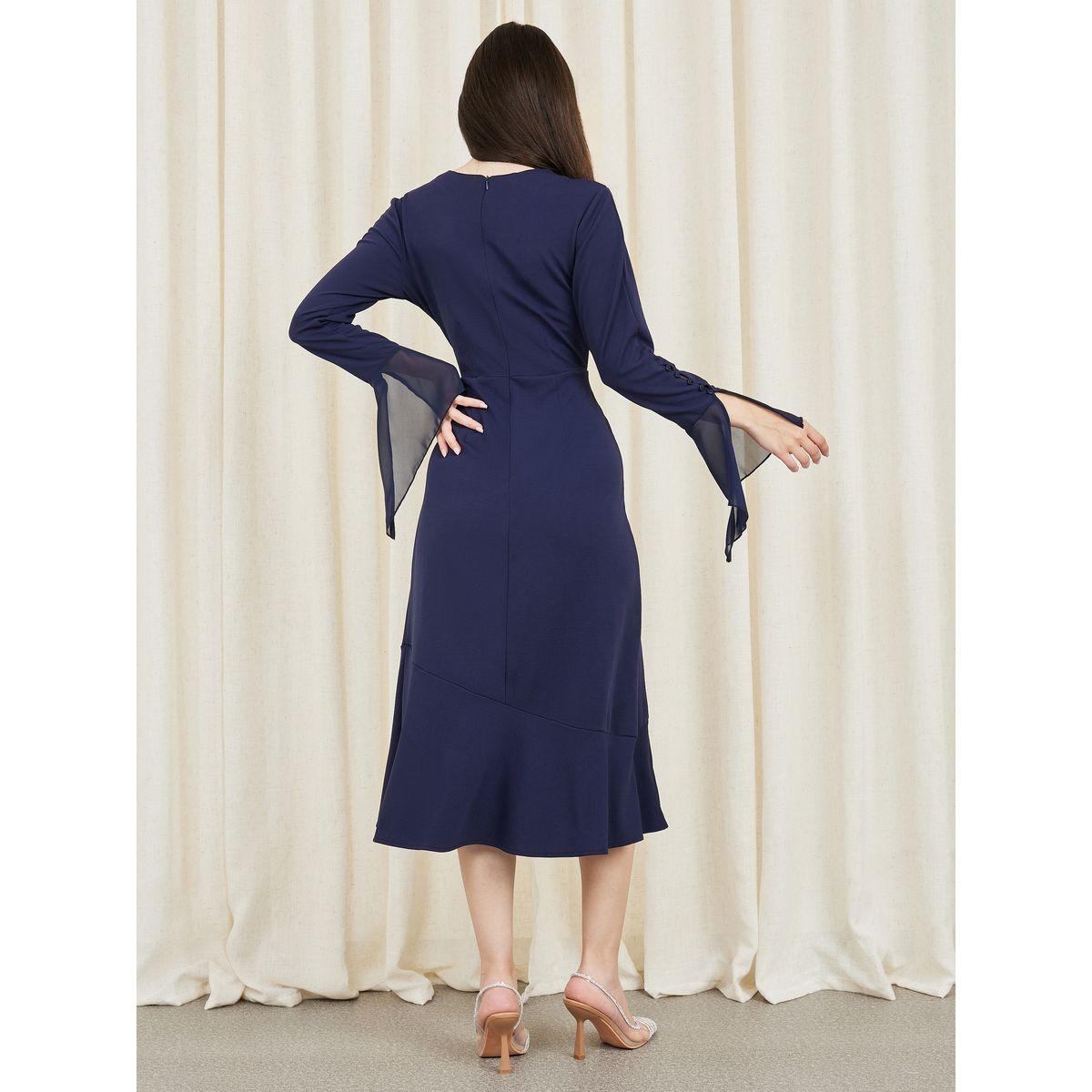 Styli Embellished Flute Sleeves Mermaid Midi Dress-women-clothing-dresses-image-4