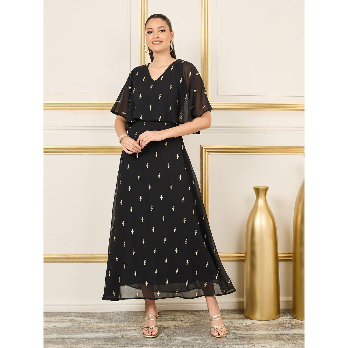 Styli Embellished Cape Style A-Line Maxi Dress-women-clothing-dresses-image-1