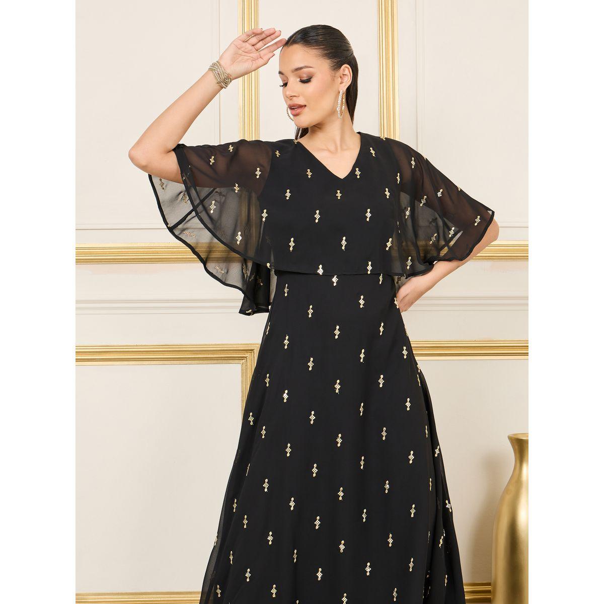 Styli Embellished Cape Style A-Line Maxi Dress-women-clothing-dresses-image-2
