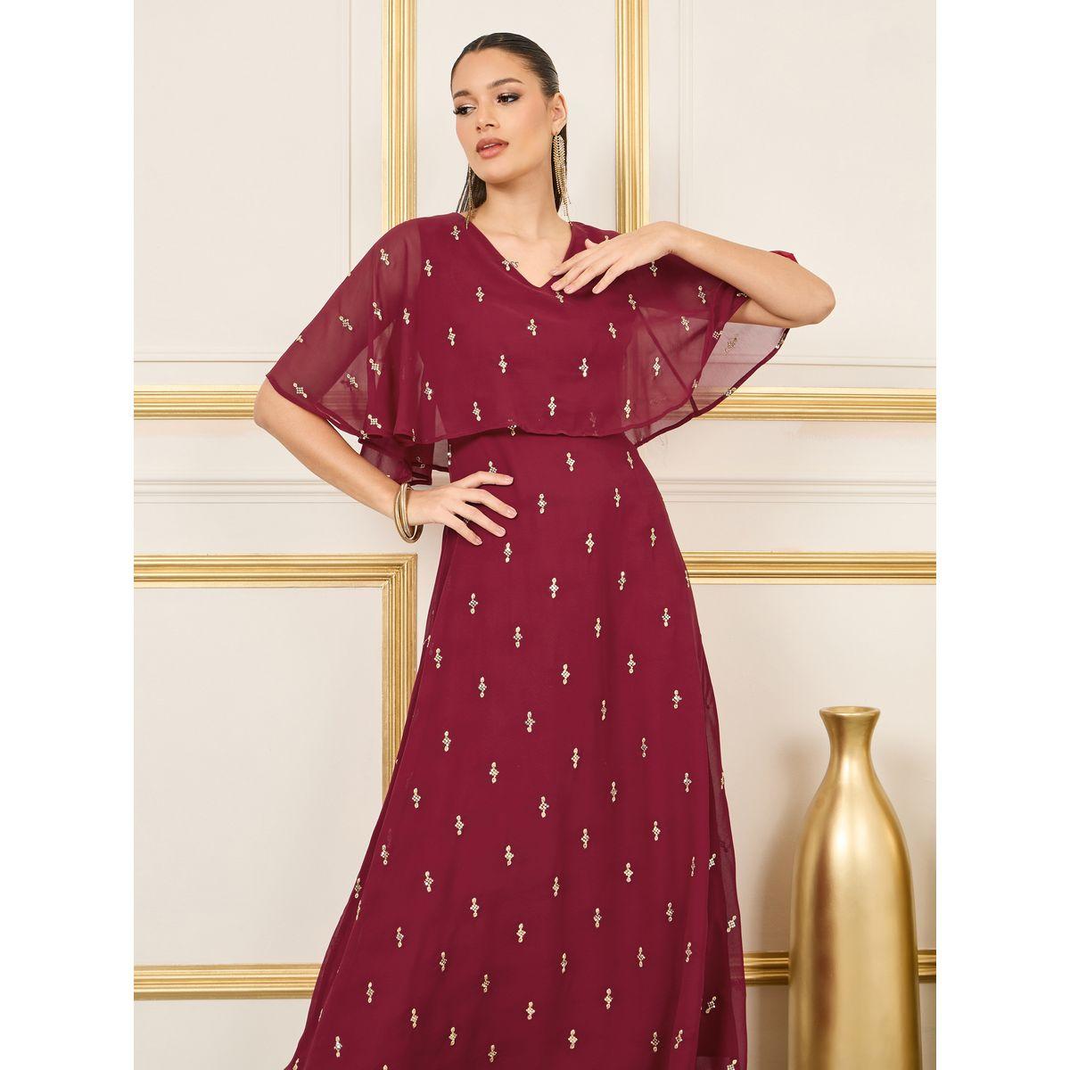 Styli Embellished Cape Style A-Line Maxi Dress-women-clothing-dresses-image-2