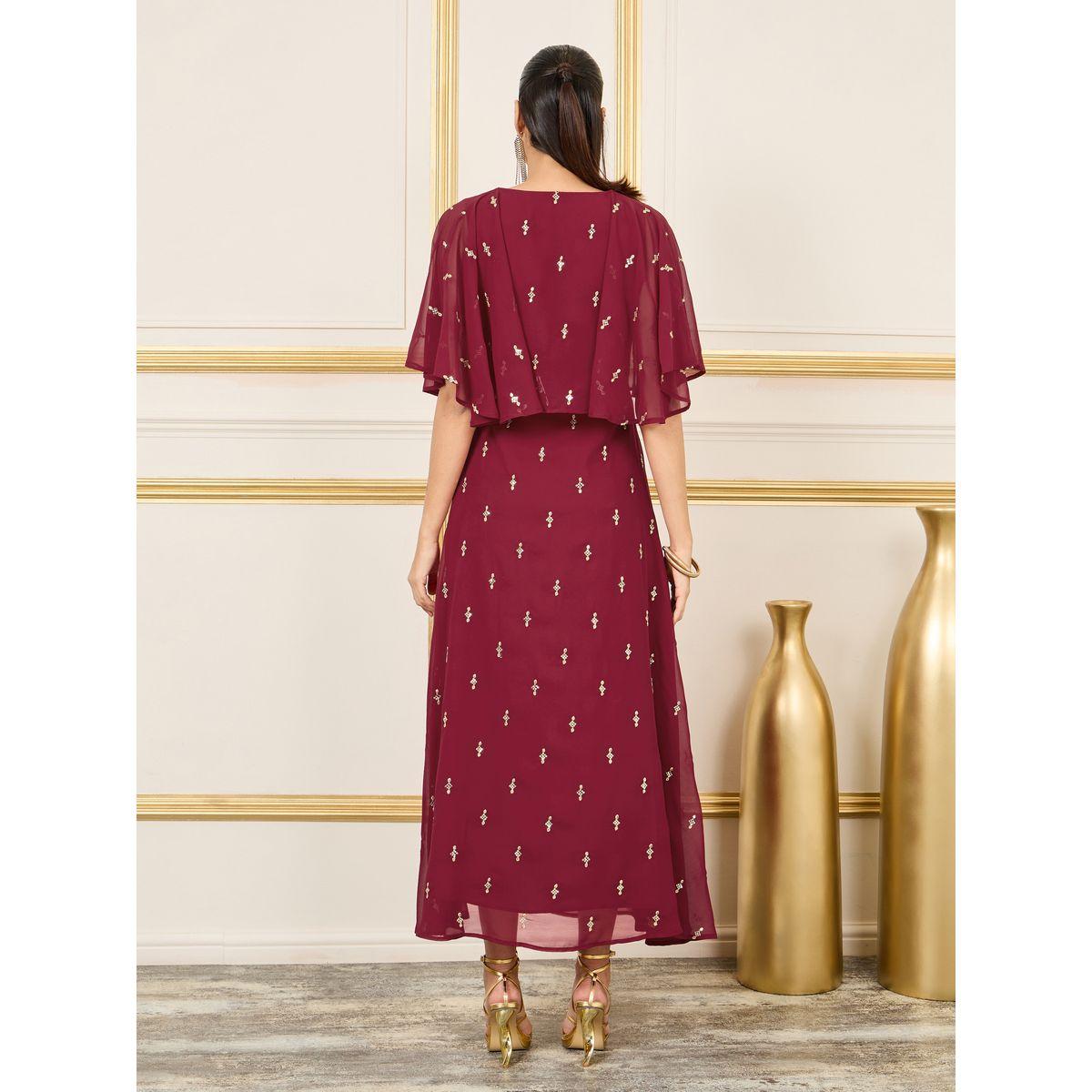 فستان طويل منمق باكمام رداء-women-clothing-dresses-image-4