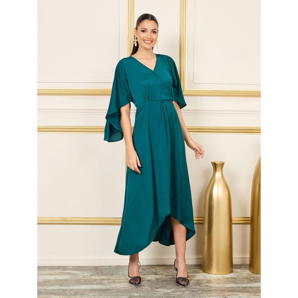 فستان ميدي ساتان بحافة غير متماثلة الطول-women-clothing-dresses-image-2