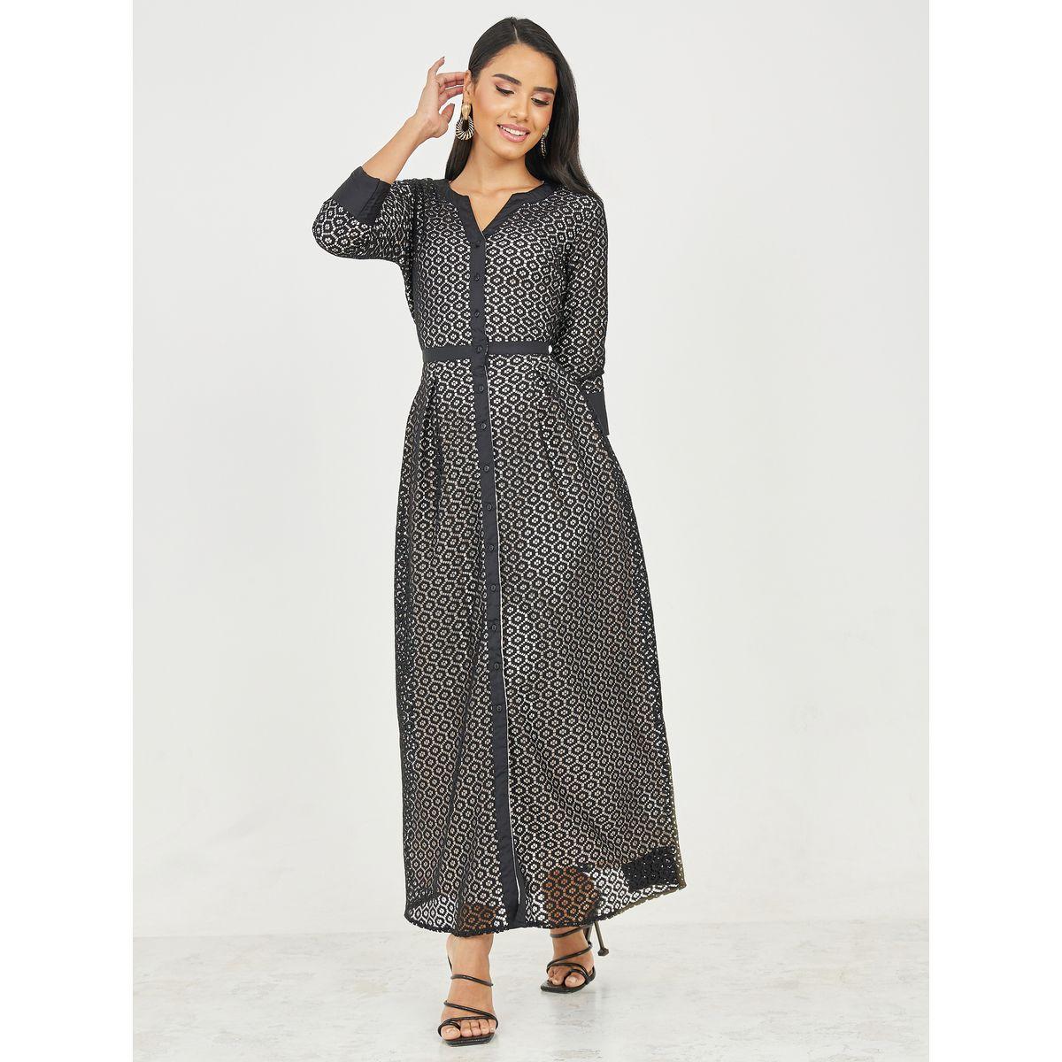 فستان طويل بتفاصيل دانتيل وازرار غلق-women-clothing-dresses-image-1