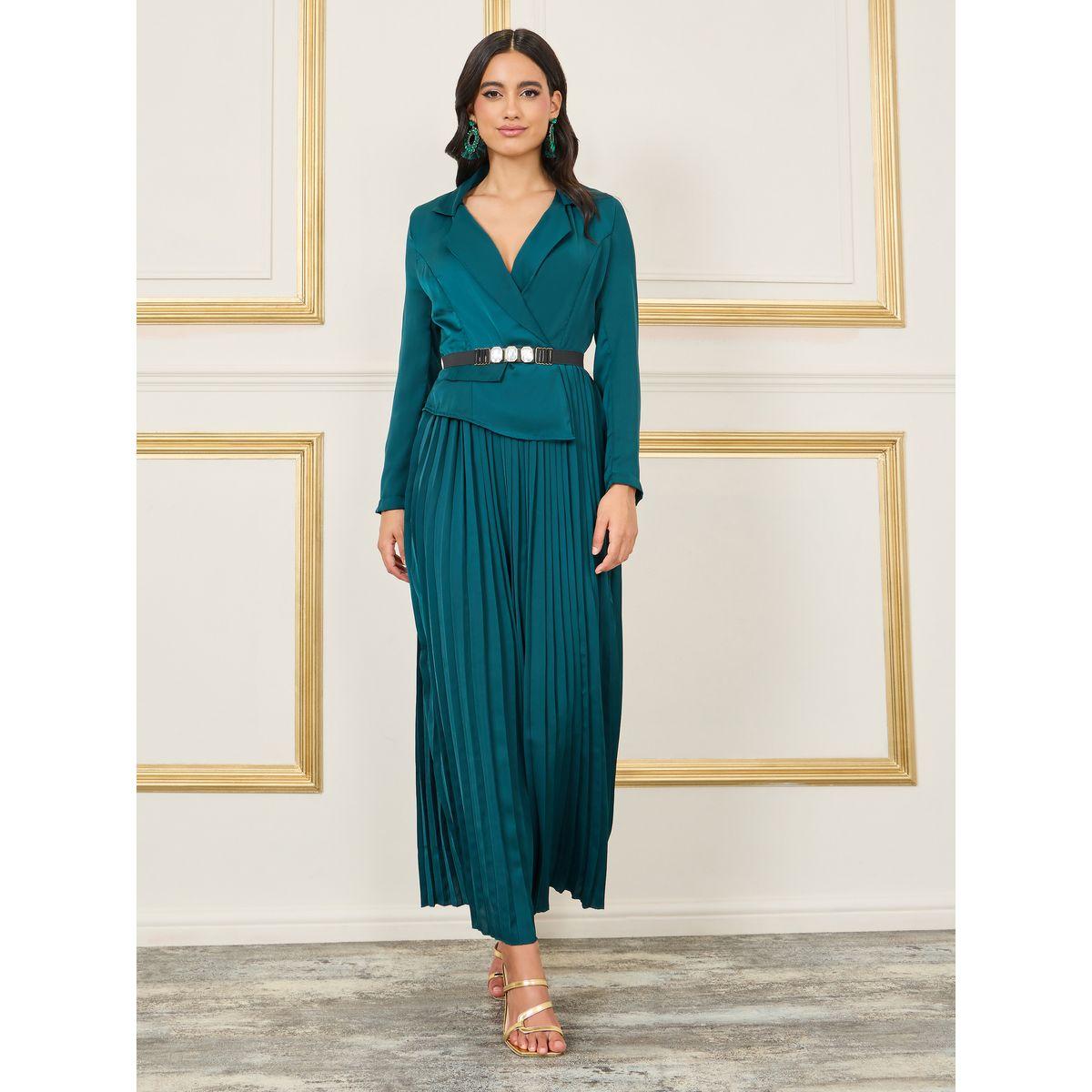 Styli Gemstone Belted Pleated Blazer Midi Dress-women-clothing-dresses-image-1