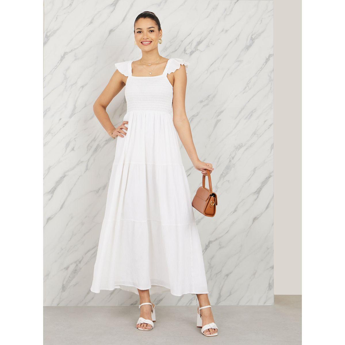 فستان طويل بكسرات واكمام كشكش-women-clothing-dresses-image-1