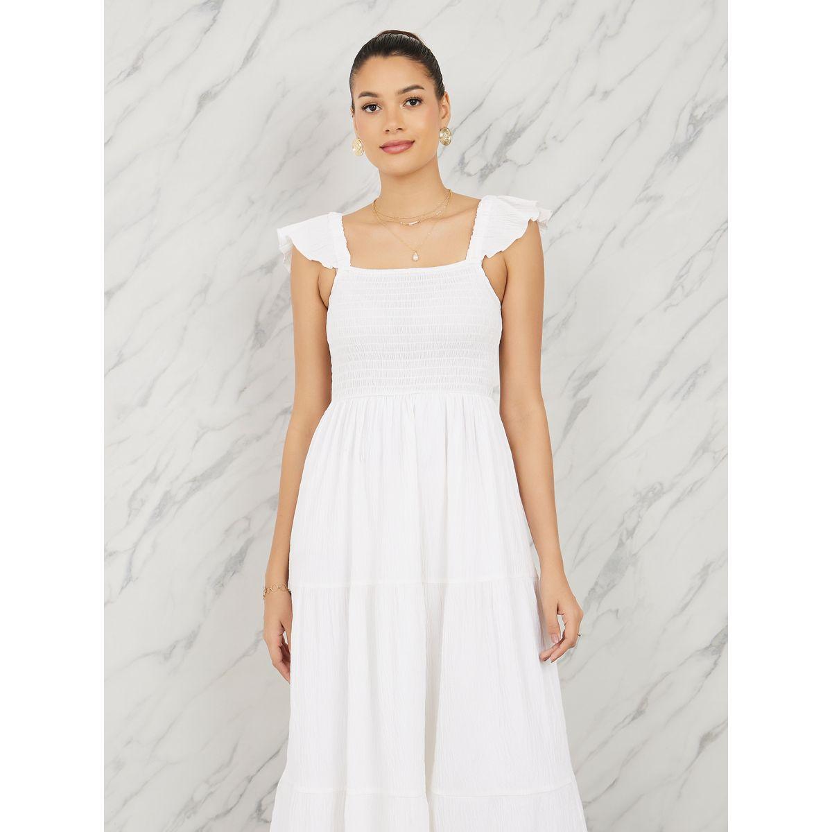 Styli Smocked Detail Ruffle Sleeves Tiered Maxi Dress-women-clothing-dresses-image-2