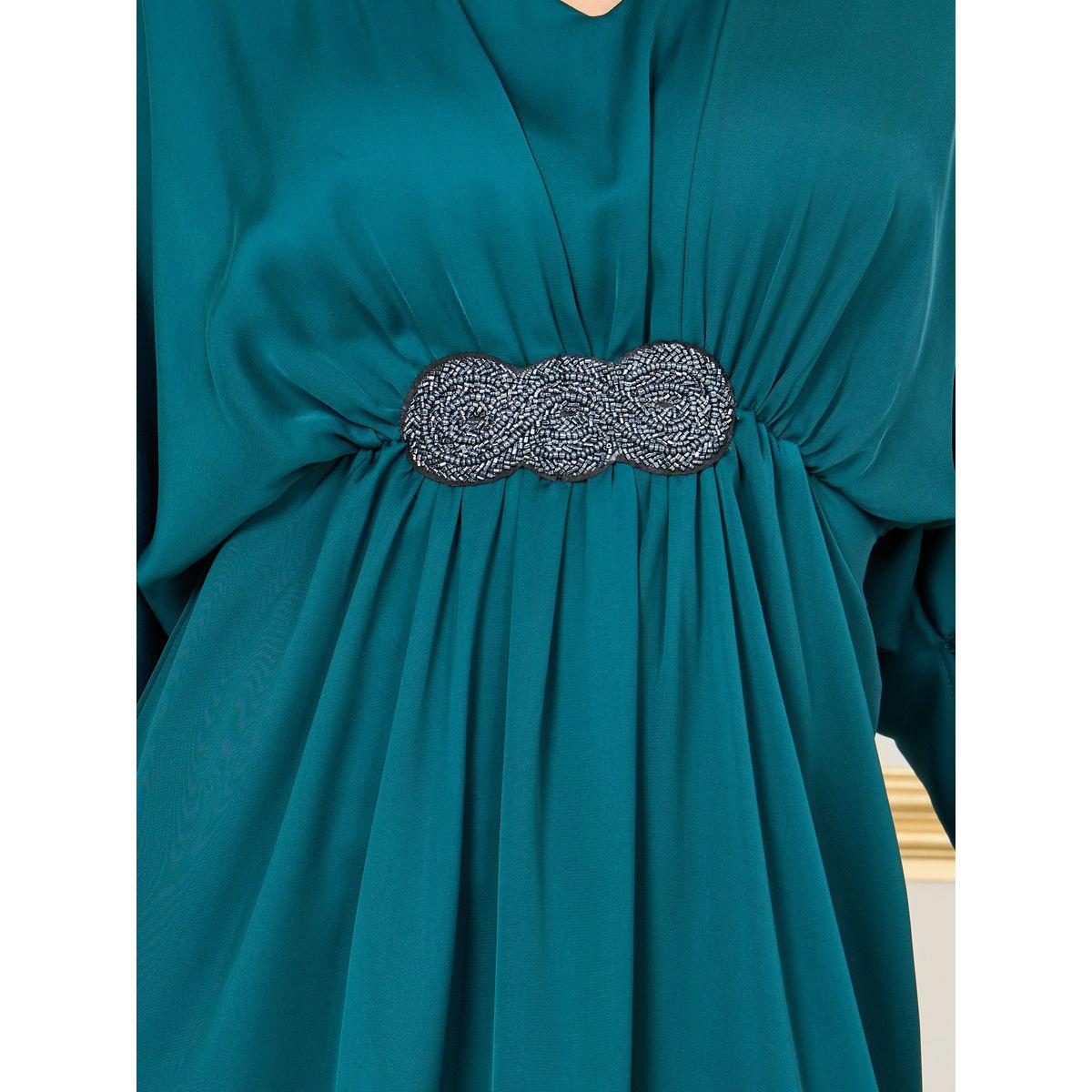 Styli Embellished Gathered Detail Batwing Sleeves A-Line Maxi Dress-women-clothing-dresses-image-3
