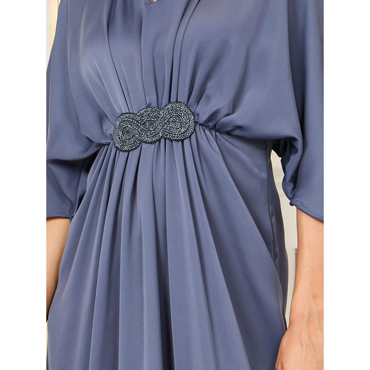 Styli Embellished Gathered Detail Batwing Sleeves A-Line Maxi Dress-women-clothing-dresses-image-3