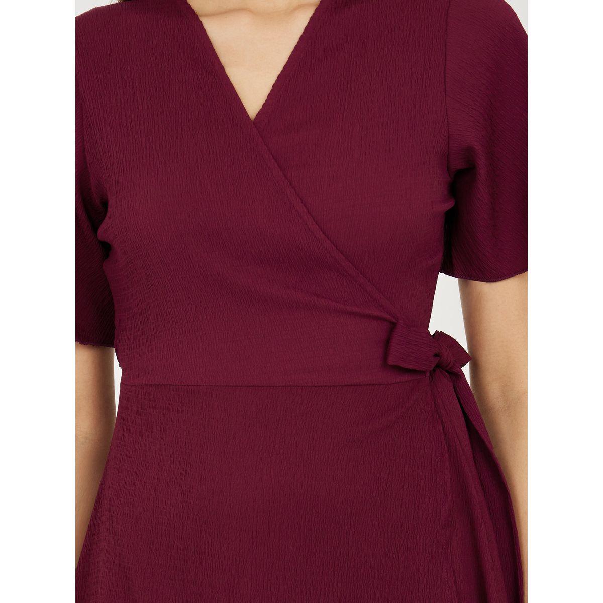 فستان ميدي بنمط لف واكمام آنجل-women-clothing-dresses-image-3