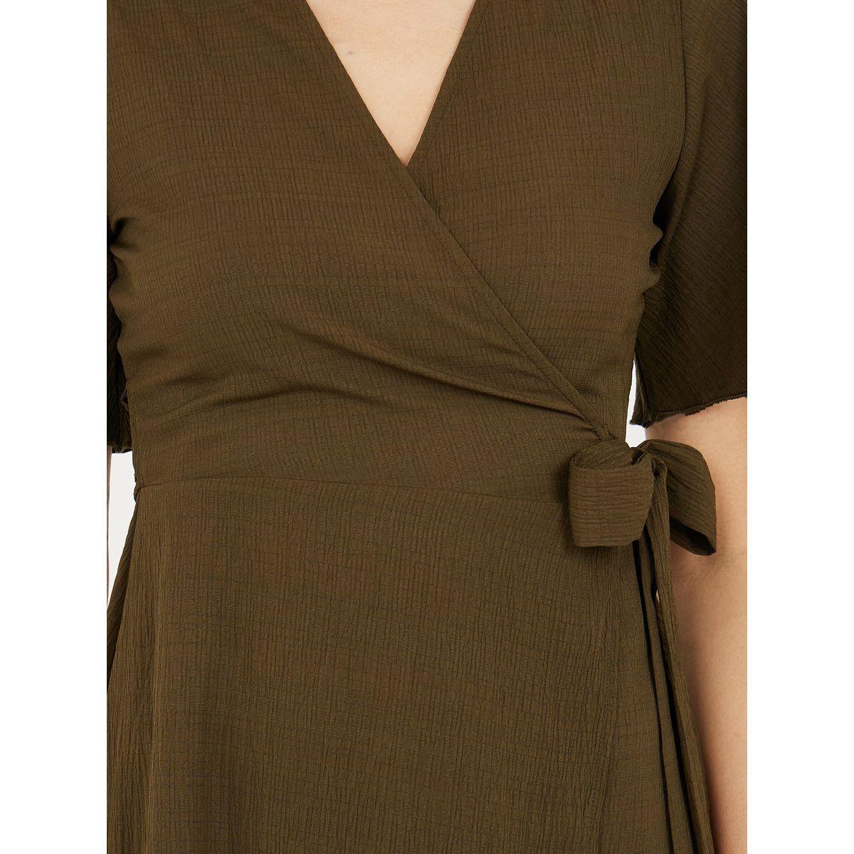 فستان ميدي بنمط لف واكمام آنجل-women-clothing-dresses-image-3