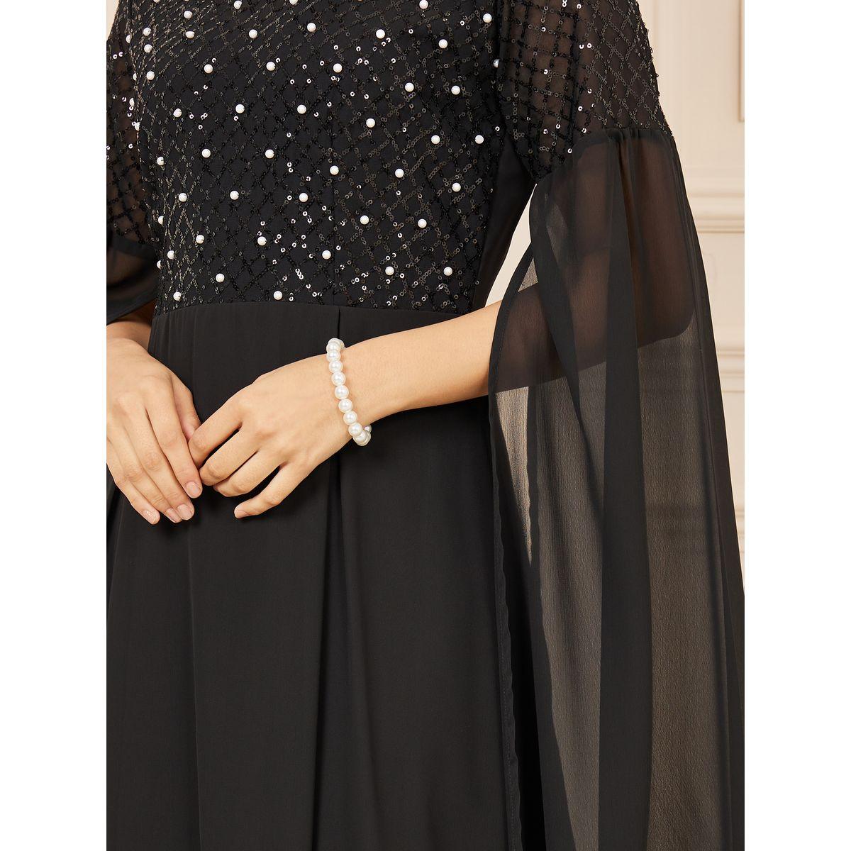 فستان طويل مزين بالترتر مع اكمام كيب-women-clothing-dresses-image-3