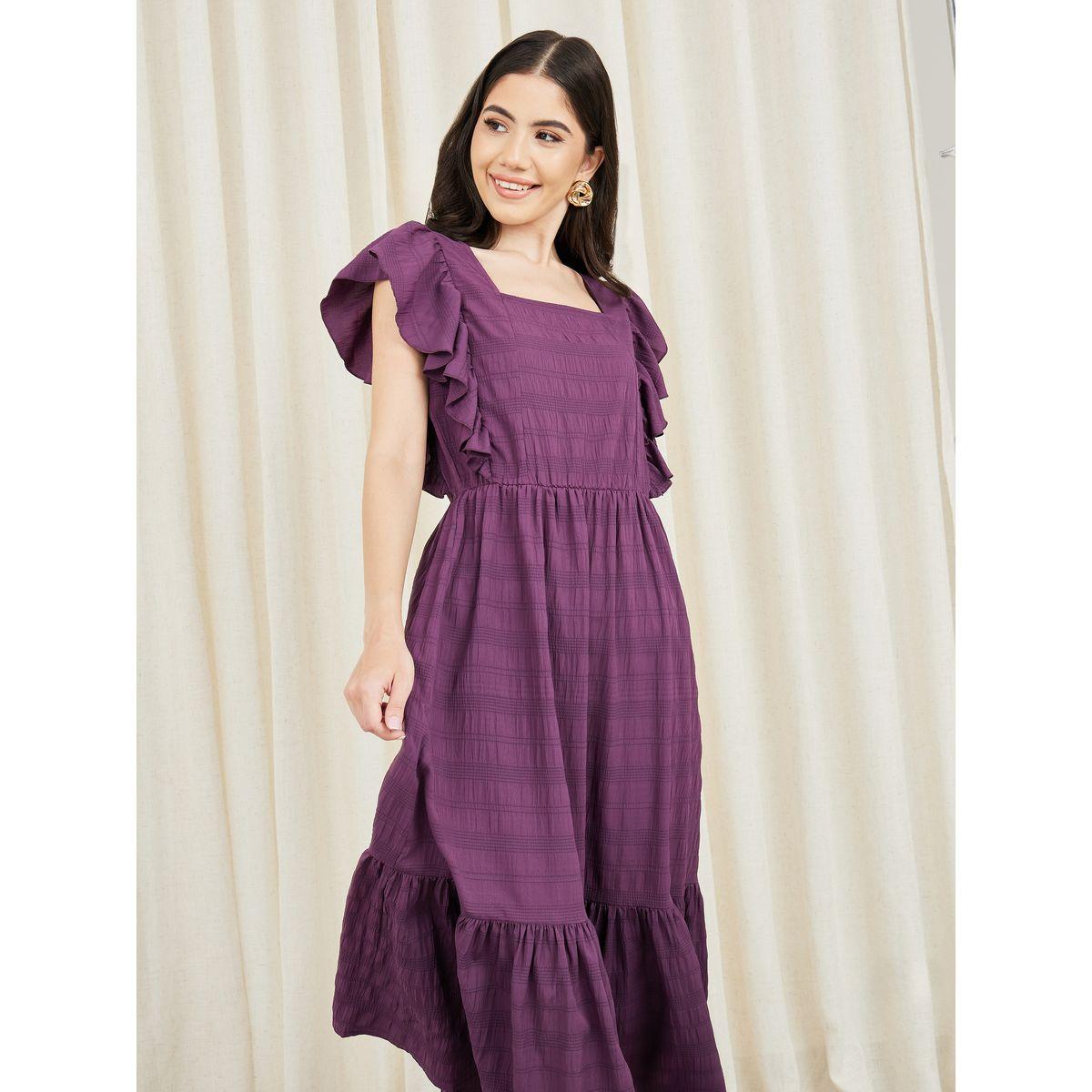 Styli Ruffle Detail Square Neck A-Line Midi Dress-women-clothing-dresses-image-2