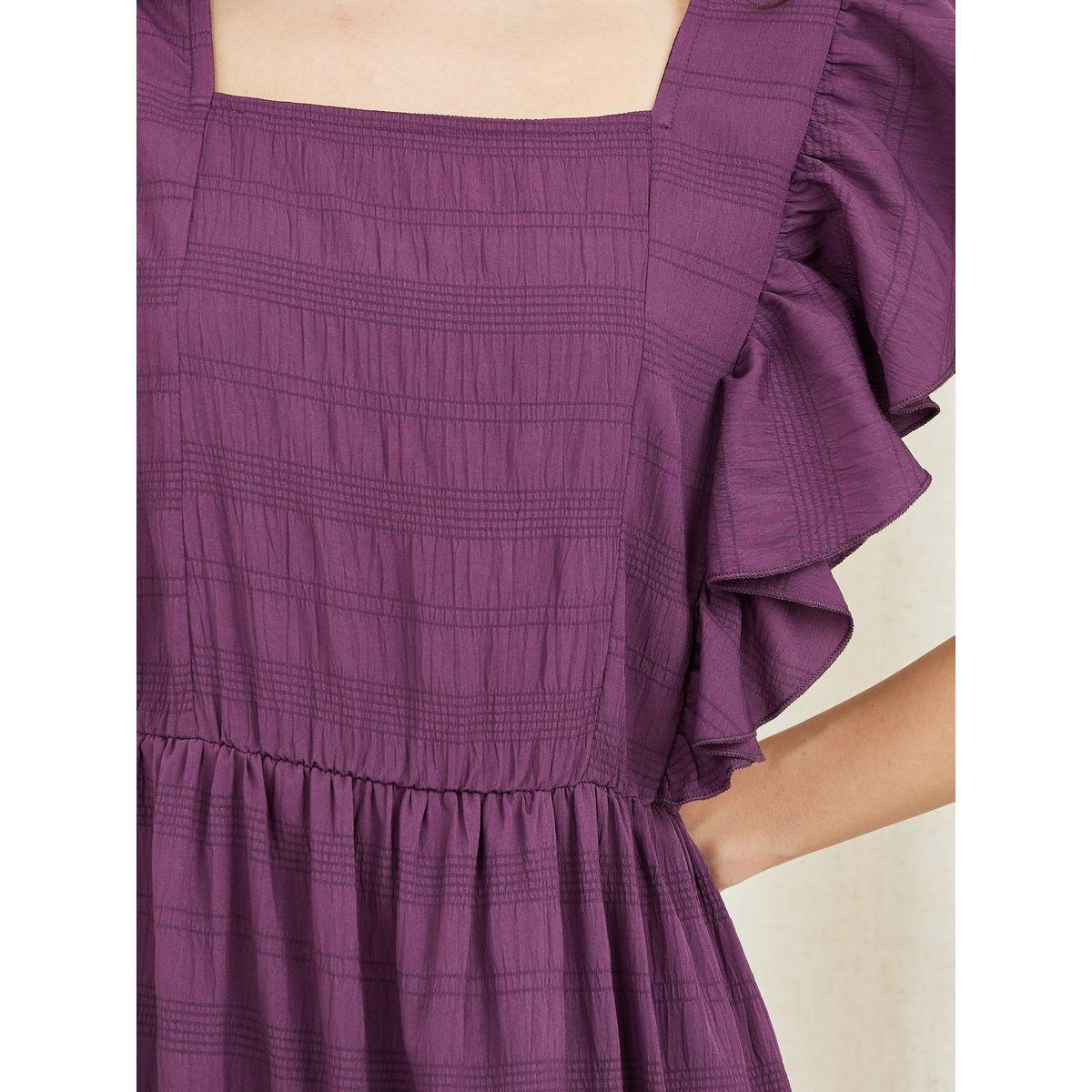 Styli Ruffle Detail Square Neck A-Line Midi Dress-women-clothing-dresses-image-3