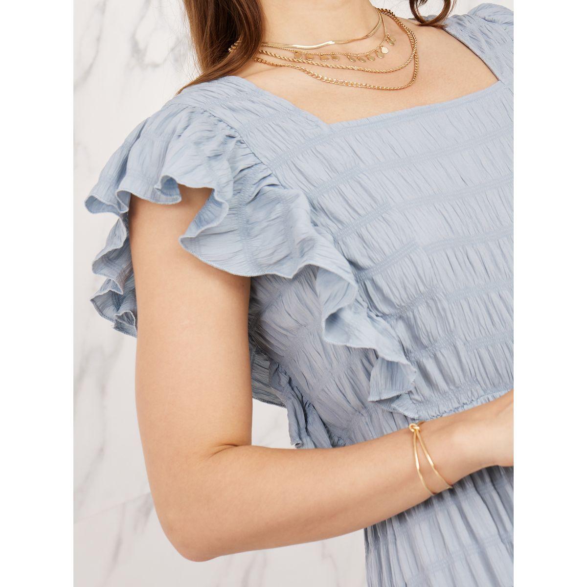 Styli Ruffle Detail Square Neck A-Line Midi Dress-women-clothing-dresses-image-3