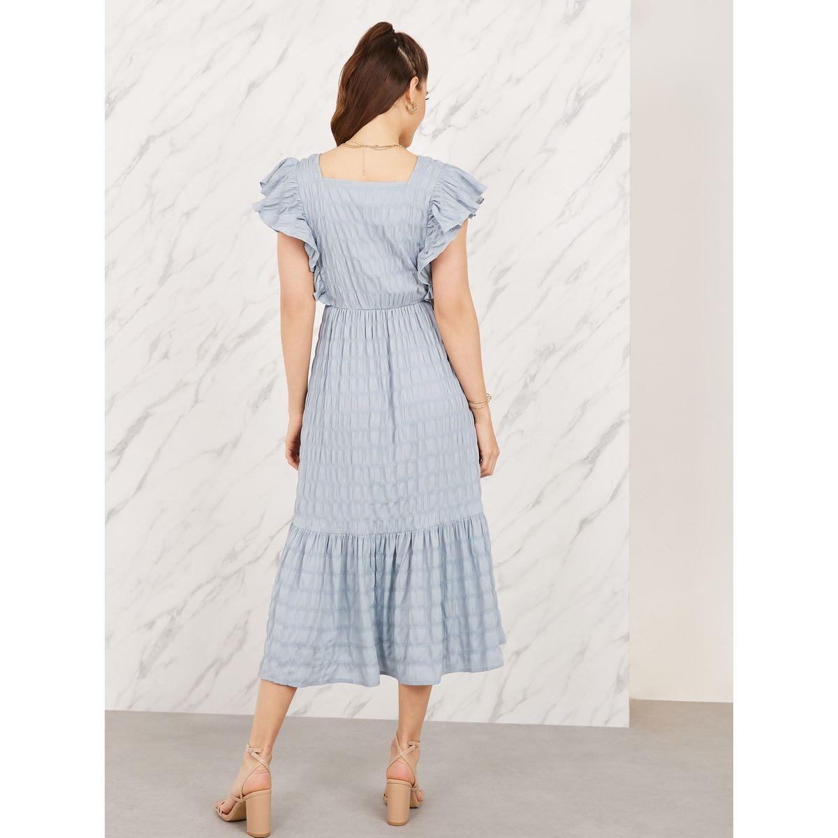 Styli Ruffle Detail Square Neck A-Line Midi Dress-women-clothing-dresses-image-4