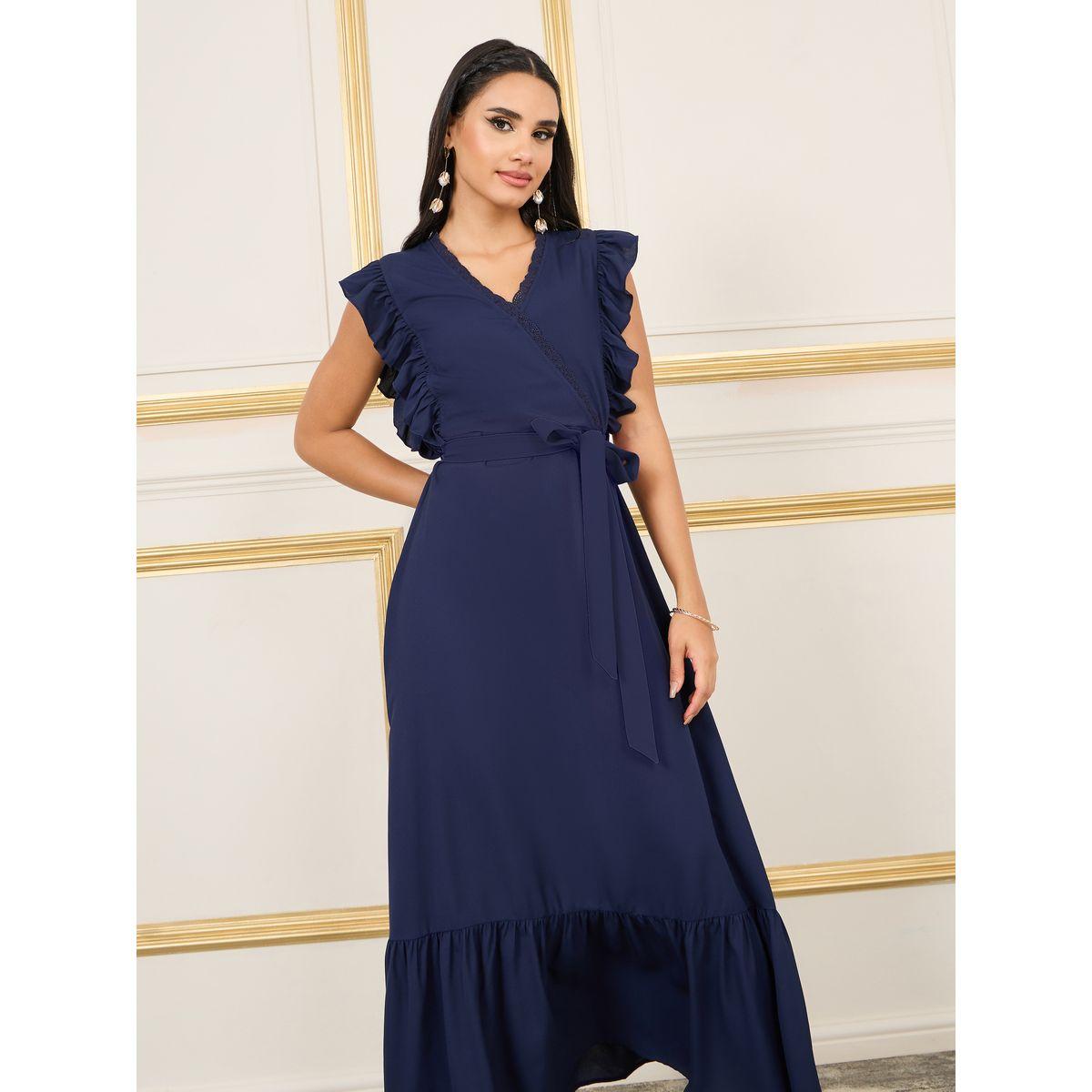 Styli Ruffle Detail Lace Trim A-Line Maxi Dress-women-clothing-dresses-image-2