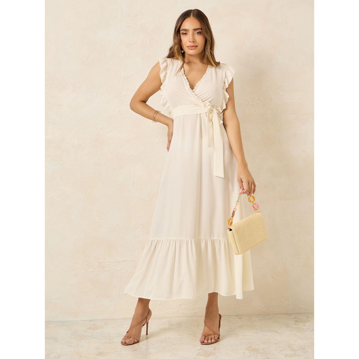 Styli Ruffle Detail Lace Trim A-Line Maxi Dress-women-clothing-dresses-image-1